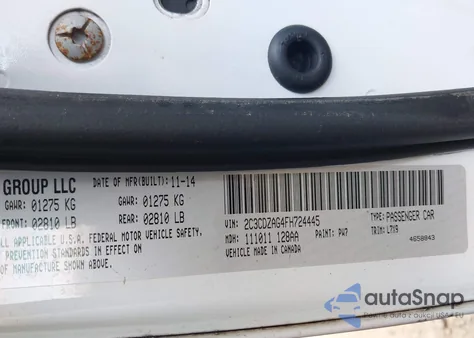 2015 Dodge Challenger Sxt z USA, uszkodzony, nr VIN 2C3CDZAG4FH724445